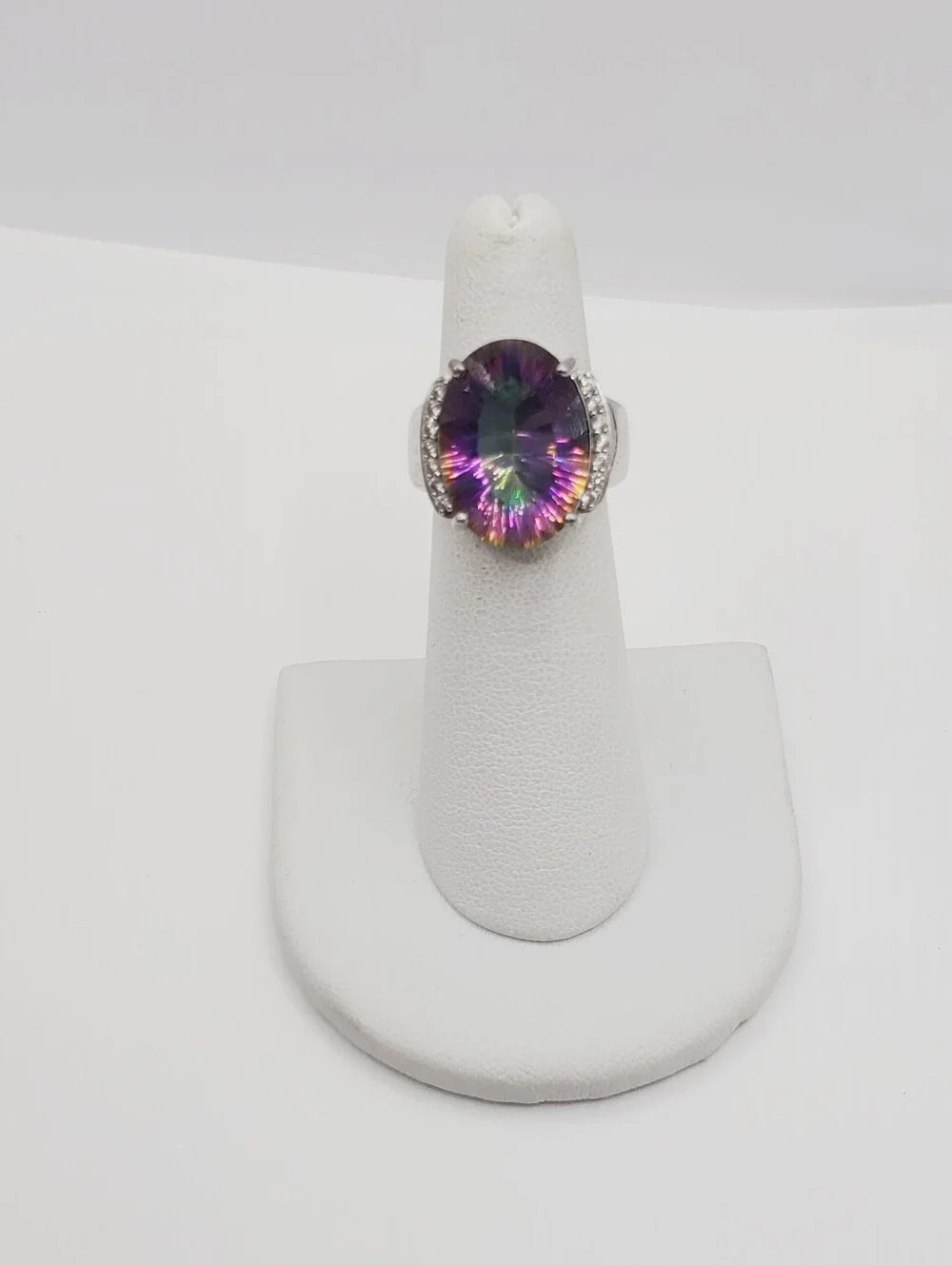 12.5 Carat Mystic Topaz Oval Cocktail Statement Ring - 925 Sterling Silver